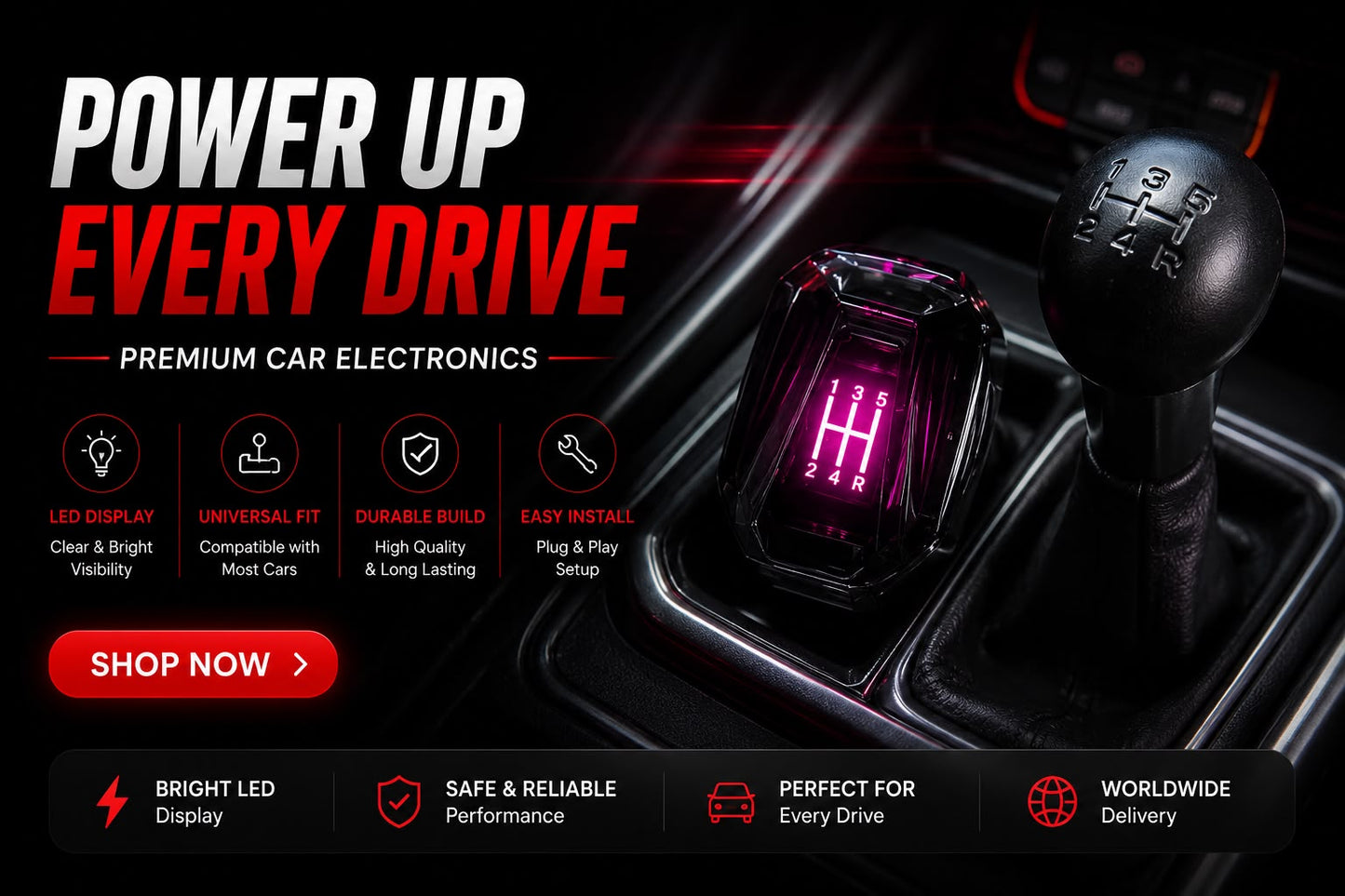 7-Color Crystal LED Gear Knob | Touch Sensor – Universal Fit