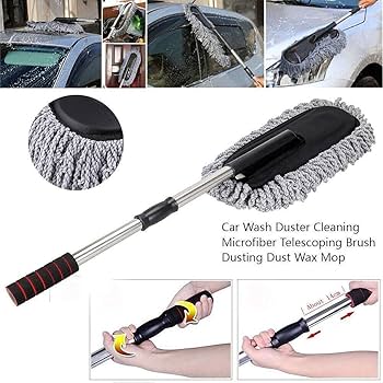 Car Wash Cleaning Brush Duster Dust Wax Mop Microfiber Telescoping Tool For Vehicle Exterior And Interior Cleaning