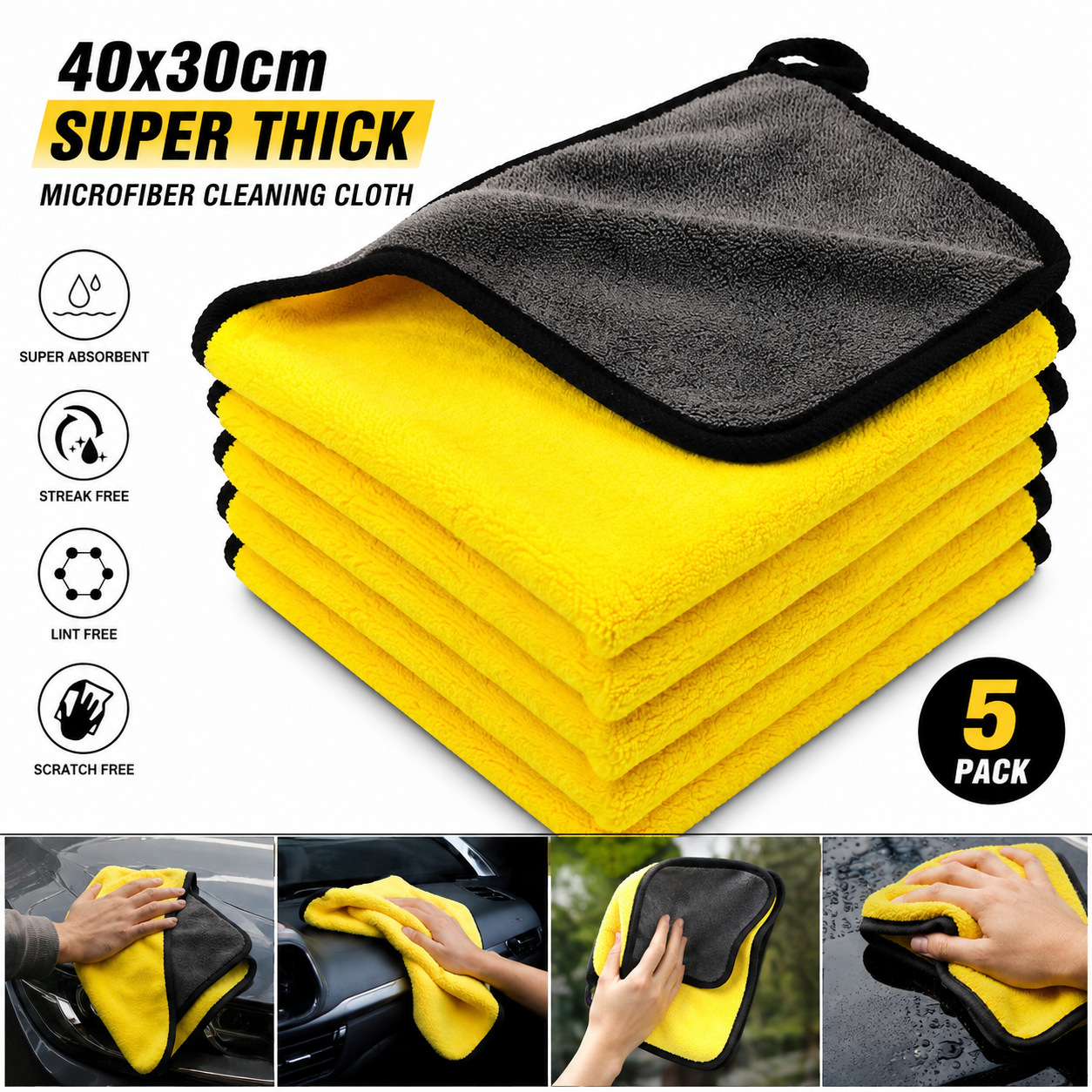 Premium Microfiber Car Drying Towel Car Cleaning  – Ultra Absorbent & Scratch-Free 🚗✨