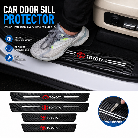 Car Carbon Fiber Door Sill Protectors | Protect Against Scratches & Wear(4PCS)