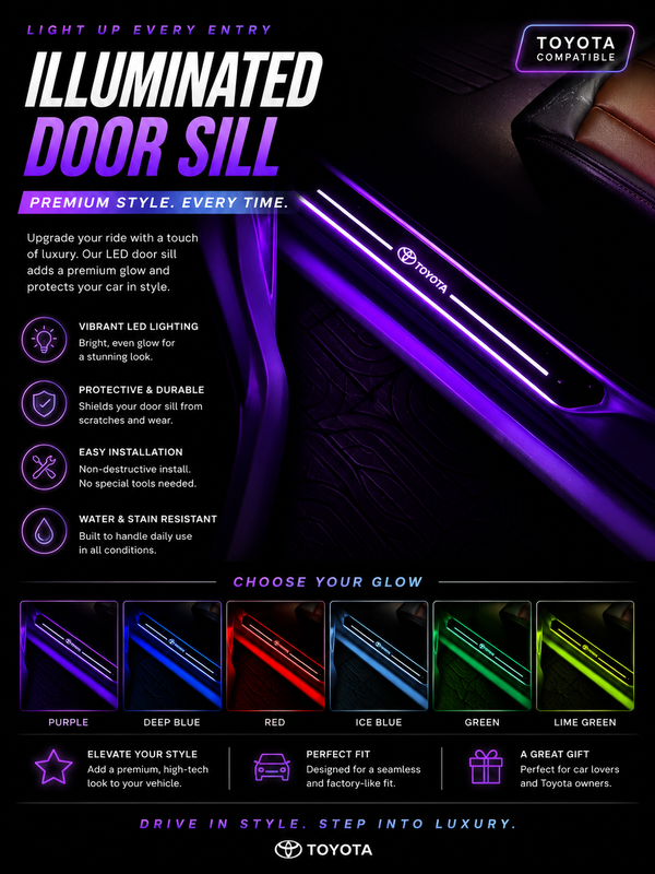 Luxury Car LED Door Sill Protector Covers – Universal Car Scuff Guards (4PCS)