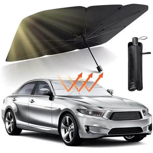Premium Car Windshield Sun Shade Umbrella – Foldable Auto Front Window UV Reflector Blockout Shield