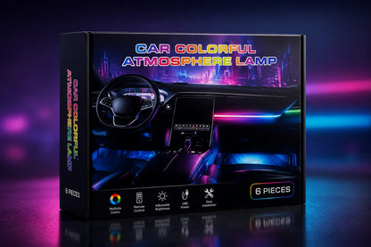 Upgrade your car interior with 6-piece ambient lights featuring stylish colors, easy installation, premium quality, and a modern driving atmosphere.